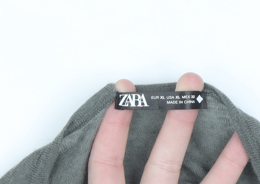 ZARA Women Grey Wool Long Sleeve Pullover Jumper Size 14
