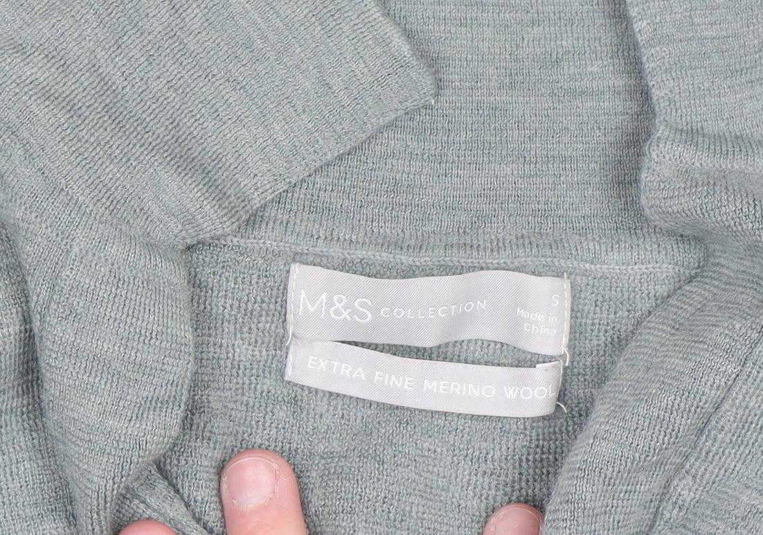 Marks & Spencer Women’s Green Merino Wool Collared Jumper Size S