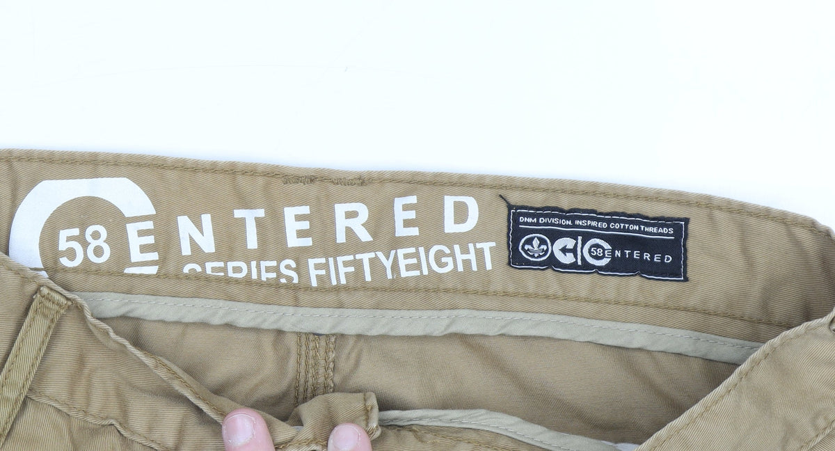 Dunnes Mens Beige Cotton Chino Trousers W34 L34 Classic Fit