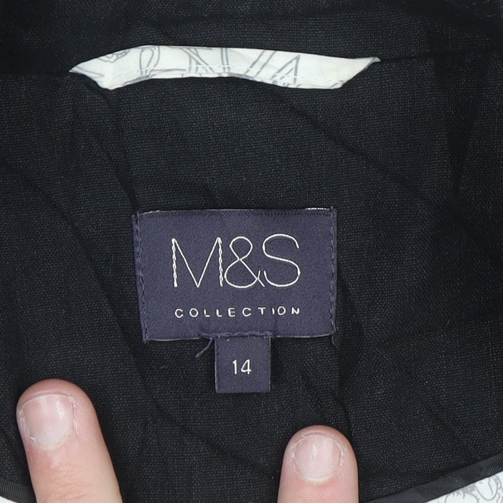 Marks and Spencer Women's Black Linen Blend Blazer Jacket Size 14