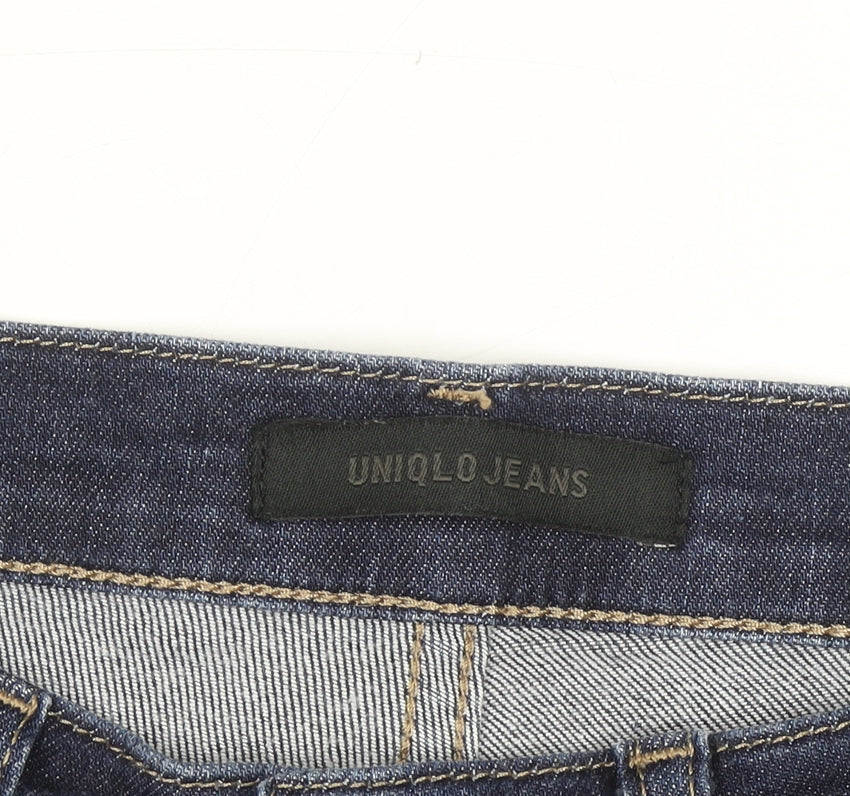 Uniqlo Women’s Blue Slim Straight Jeans Size 10 Mid Rise Stretch Denim