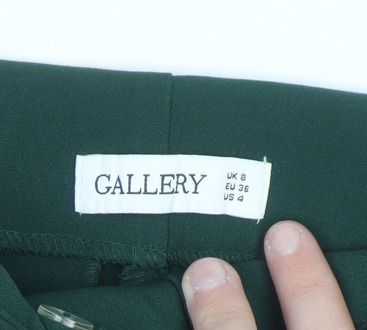 Gallery Women Green Size 8 Slim Fit Tapered Trousers