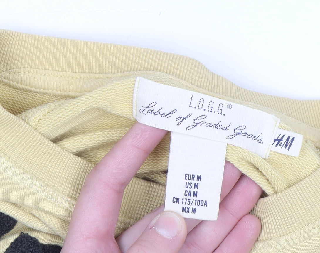 H&M L.O.G.G. Womens Yellow Pullover Sweatshirt Size 12 Cotton Blend
