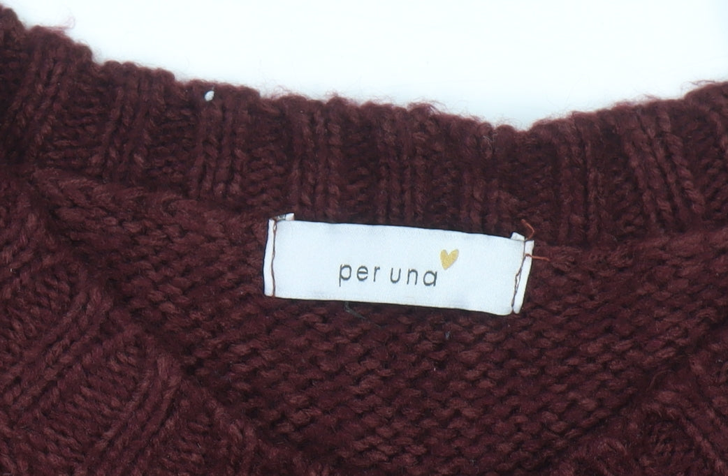 Marks & Spencer Women’s Red Cable Knit Jumper Size 18 Per Una