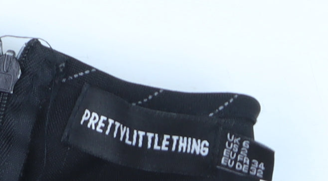 PRETTYLITTLETHING Womens Black Striped Tunic Blouse Size 6