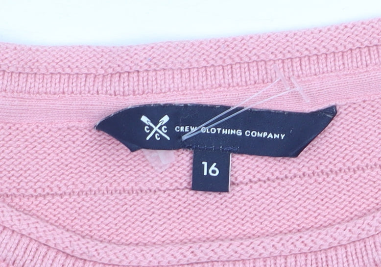 Crew Clothing Women Pink Cotton Blend Knit Jumper Size 16