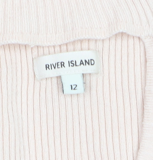 River Island Womens Beige V-Neck Knit Jumper Size 12