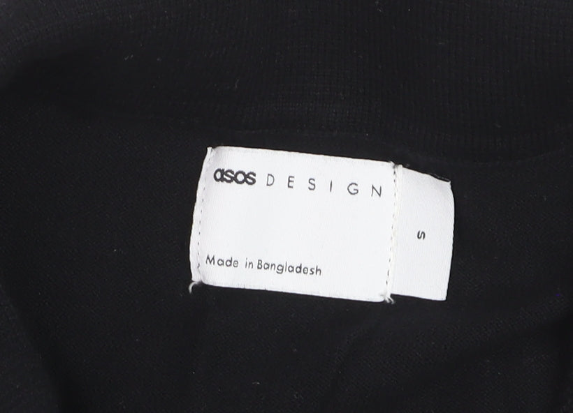 ASOS DESIGN Women's Black Collared Short Sleeve Cotton Jumper Size S