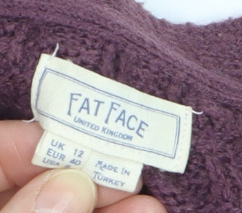 Fat Face Women’s Purple Chunky Knit Long Sleeve Cardigan Size 12