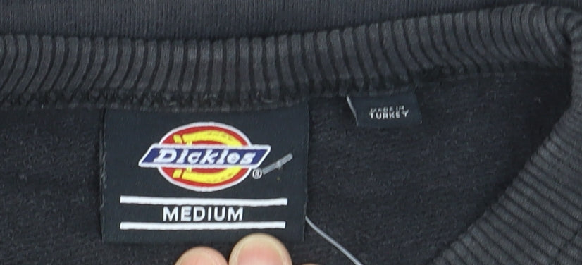 Dickies Men's Black Pullover Sweatshirt Medium Crew Neck Embroidered Logo