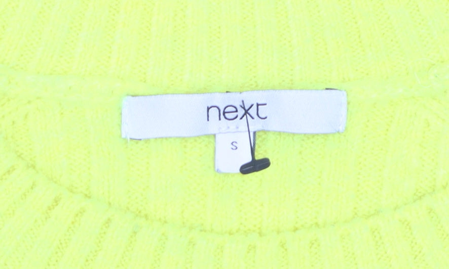 Next Womens Yellow Cable Knit Button Pullover Jumper Size S