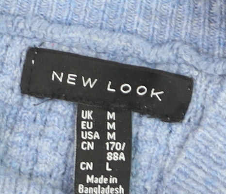 New Look Women Blue Mock Neck Long Sleeve Pullover Jumper Size M