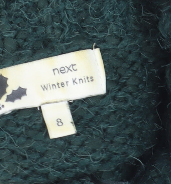 Next Women Green Roll Neck Chunky Knit Winter Jumper Size 8