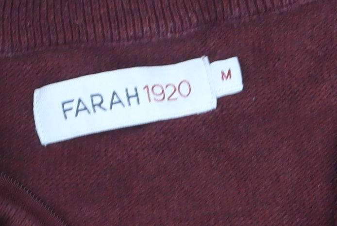 Farah 1920 Men’s Red Cotton Half Zip Jumper M Regular Fit
