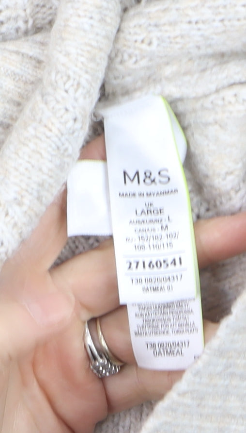 Marks & Spencer Womens Beige Knit V-Neck Cardigan Size L