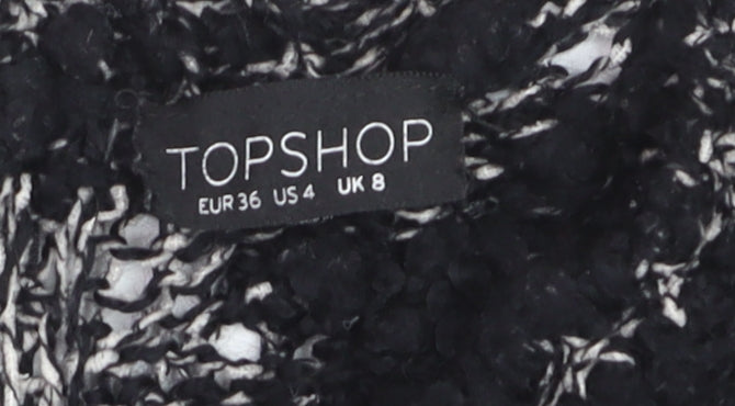 Topshop Women's Black Chunky-Knit Pullover Jumper UK 8