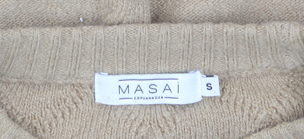 Masai Copenhagen Women Beige Cable-Knit Pullover Jumper Small