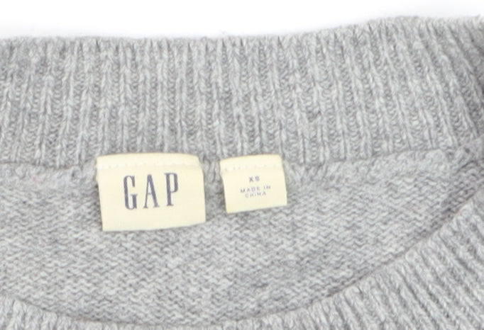GAP Men's Grey Striped Wool Blend Crew Neck Jumper XS