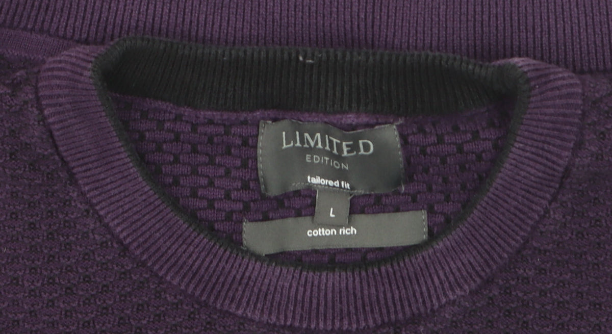 Marks & Spencer Men's Purple Tailored Fit Cotton Knit Jumper Size L