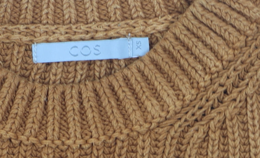 COS Womens Brown Cotton Chunky Knit Short Sleeve Jumper XS