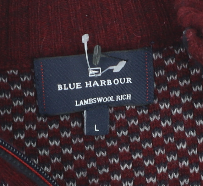 Marks & Spencer Blue Harbour Women's Red 1/2 Zip Wool Jumper L