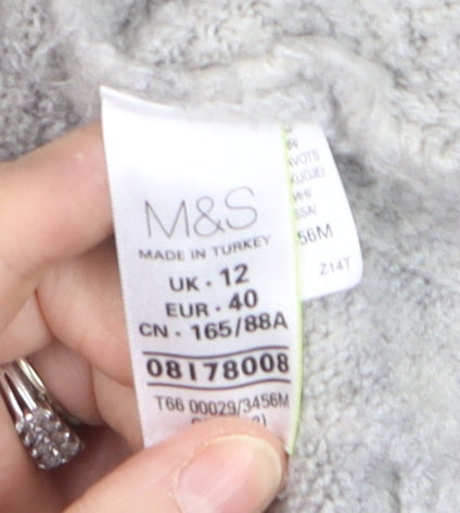 Marks & Spencer Women Grey Cable-Knit Pullover Jumper Size 12