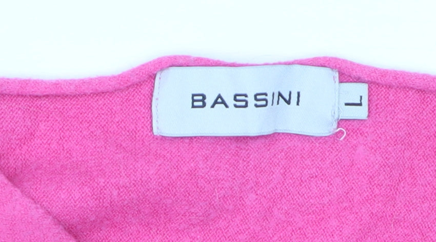 Bassini Women's Pink Cotton Blend Relaxed Pullover Jumper L