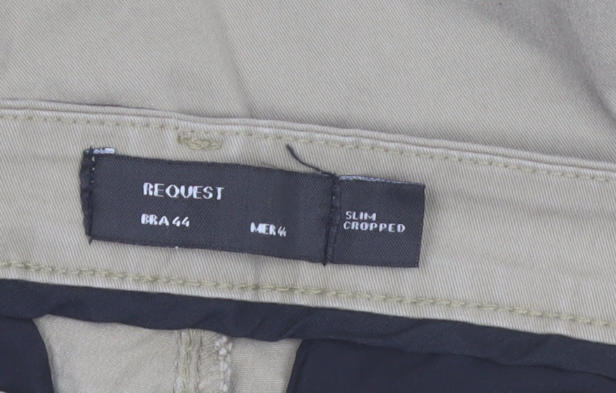 Request Men's Beige Slim Cropped Casual Trousers Size XL