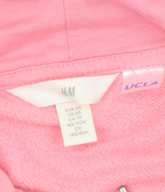 H&M Women Pink UCLA Pullover Hoodie XS Cotton Blend Casual Sweatshirt