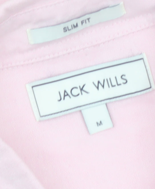 Jack Wills Men’s Pink Slim Fit Short Sleeve Button-Up Shirt M