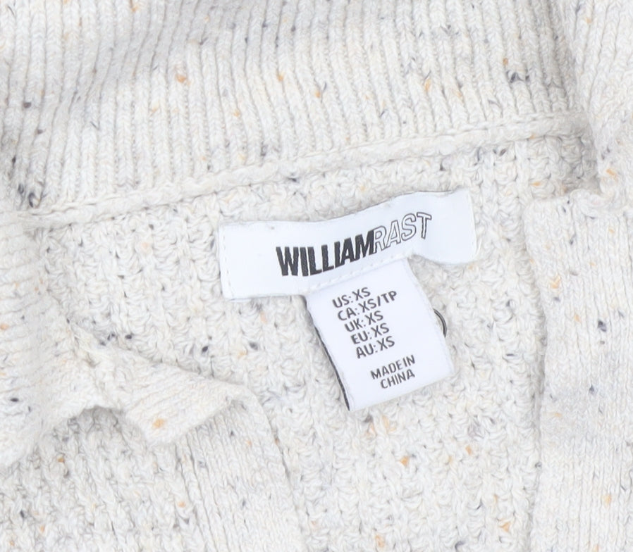 William Rast Women Ivory Collared Henley Knit Jumper XS