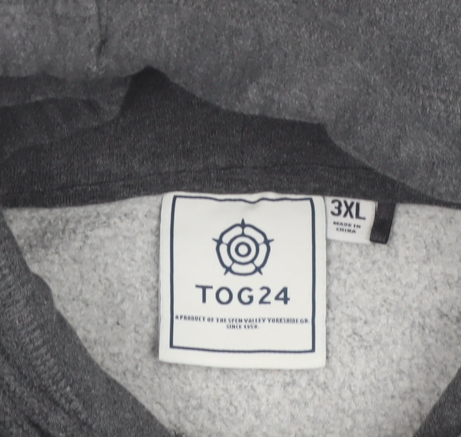 TOG24 Men’s Grey 3XL Pullover Hoodie Fleece Cotton Blend