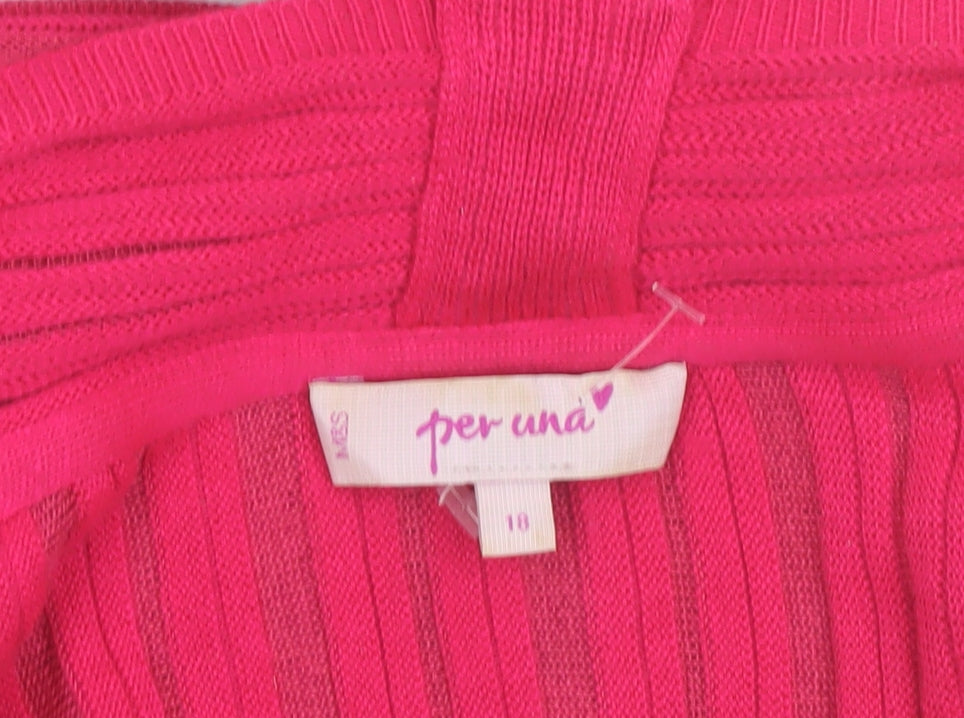 Marks and Spencer Per Una Women’s Pink Size 18 Ribbed Knit Cardigan