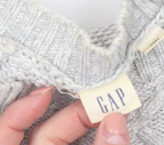 GAP Women Grey Cotton Cable-Knit Jumper Size S Crew Neck