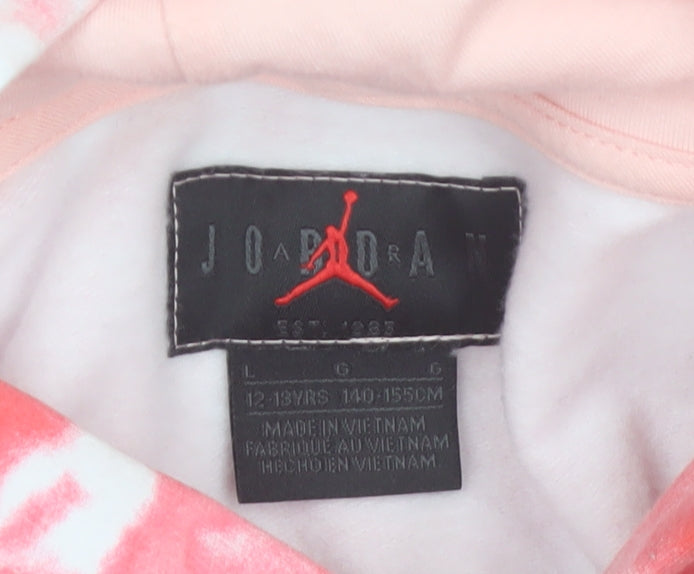 Jordan Girls Pink Tie-Dye Hoodie 12-13 Years Pullover Fleece Long Sleeve