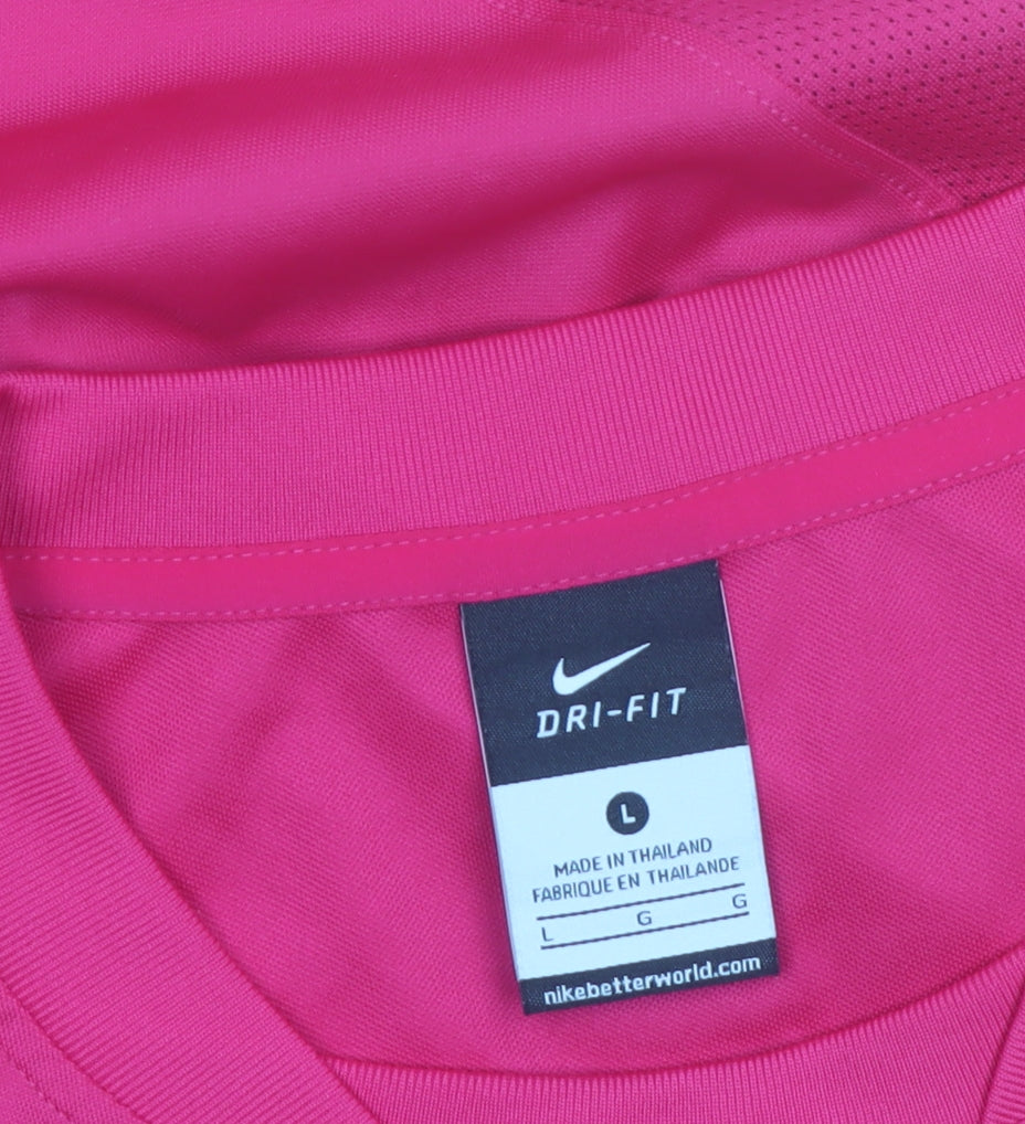 Nike Mens Pink Dri-Fit Football T-Shirt Size L Athletic Fit