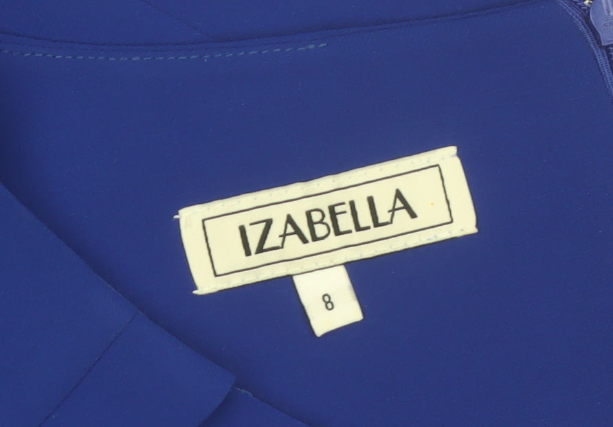 Izabella Women's Blue Size 8 Sheath Ruffle Knee Length Dress