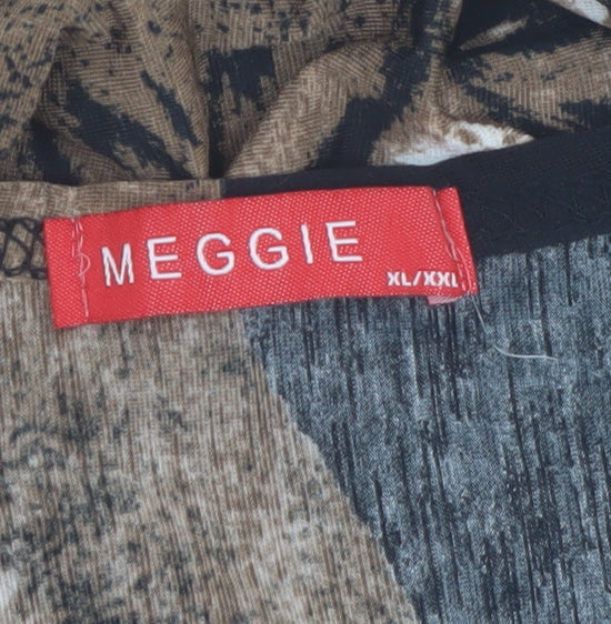 Meggie Women's Brown Tiger Print Beaded Relaxed T-Shirt XL