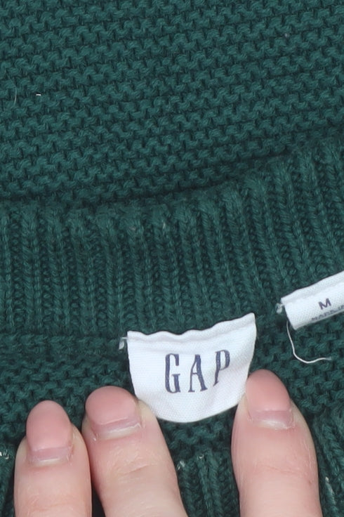 GAP Womens Green Cotton Cable Knit Jumper Size 12