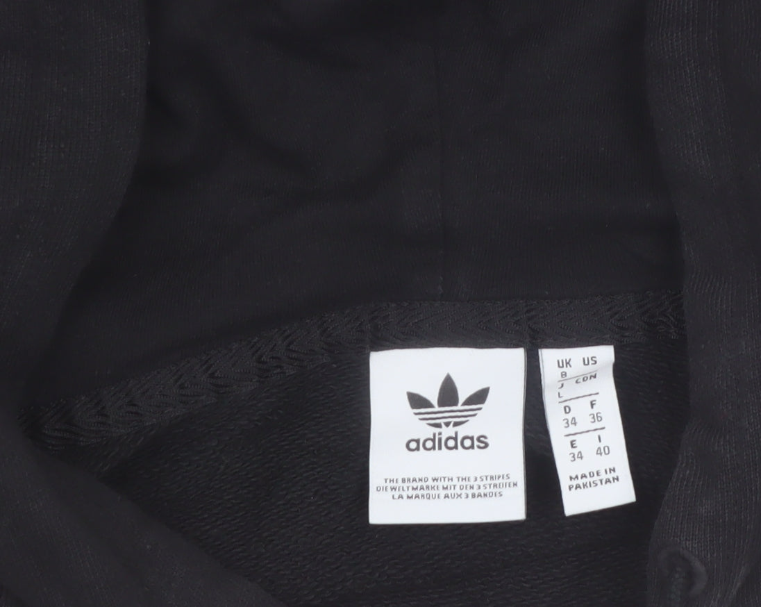 Adidas Womens Black Hooded Pullover Sweatshirt Size 8 Cotton Blend
