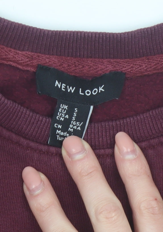 New Look Womens Burgundy Think Happy Pullover Sweatshirt Size S