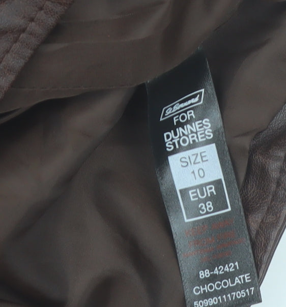 Dunnes Women Brown Quilted Faux Leather Biker Jacket Size 10
