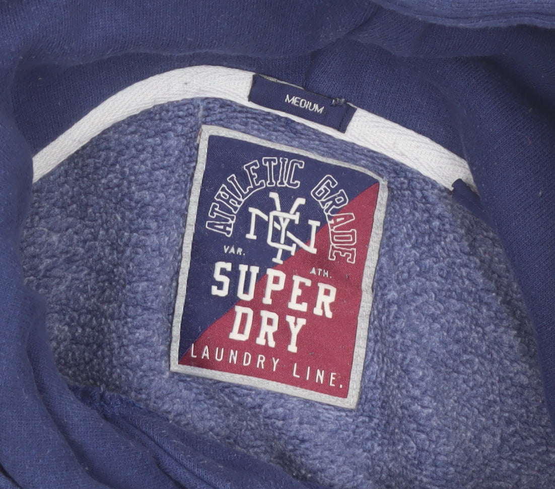 Superdry Women Blue Medium Pullover Hoodie with Logo Print