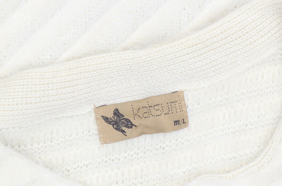 Katsuji Women's Ivory Long Sleeve Knit Cardigan M