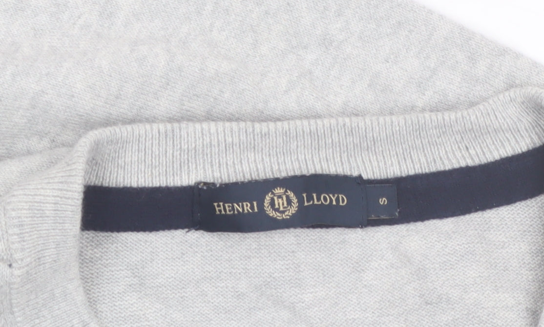 Henri Lloyd Men's Grey Cotton V-Neck Jumper Size S