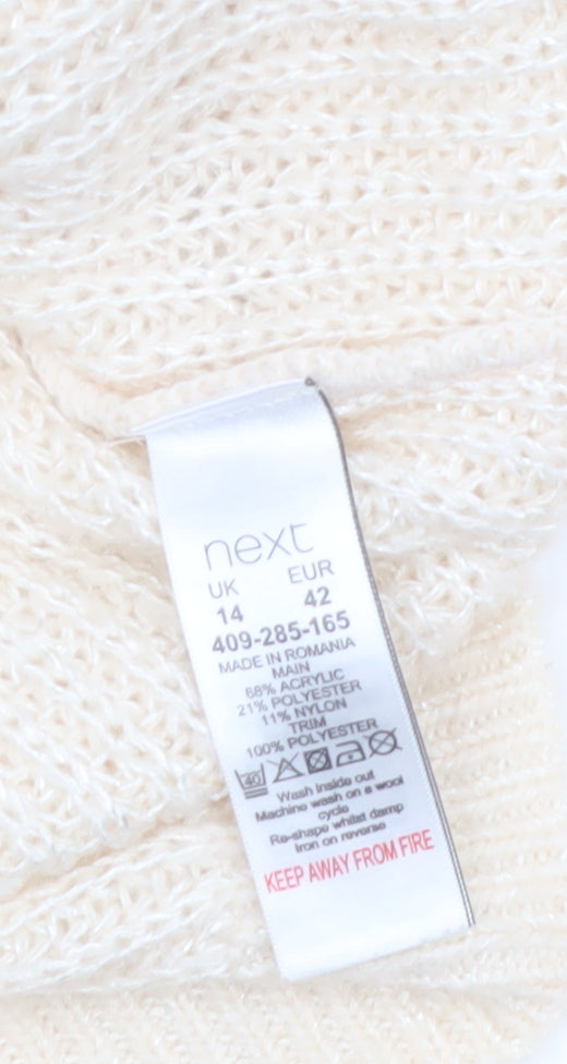 Next Womens Ivory Chunky Knit Crew Neck Jumper Size 14