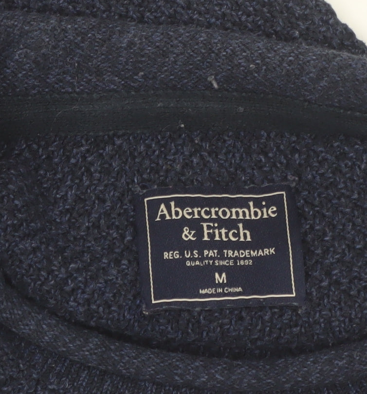 Abercrombie & Fitch Mens Blue Medium Waffle Knit Crew Neck Jumper