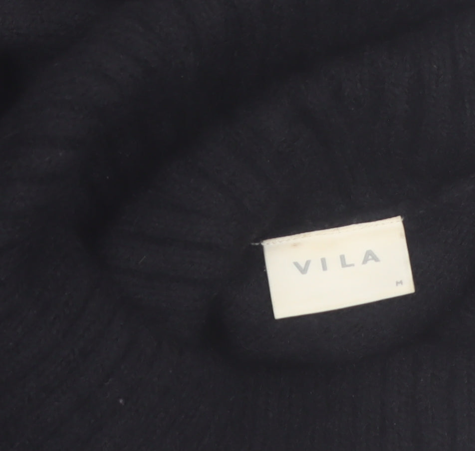 Vila Women Black Roll Neck Knitted Long Sleeve Pullover Jumper M