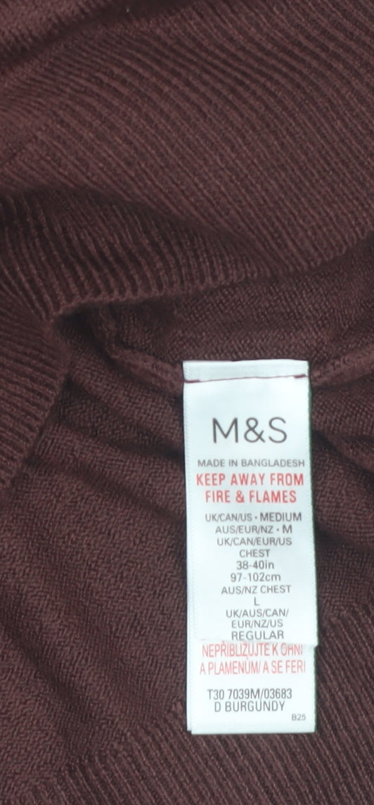 Marks & Spencer Men's Brown Medium 1/2 Zip High Neck Jumper