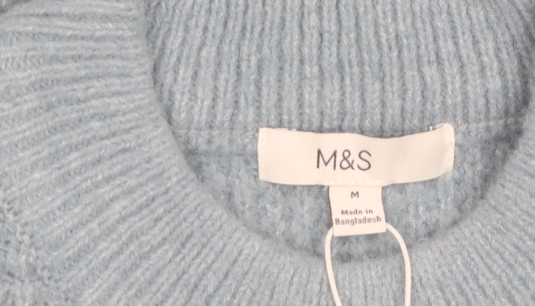 Marks & Spencer Men's Blue Waffle-Knit Crew Neck Jumper M